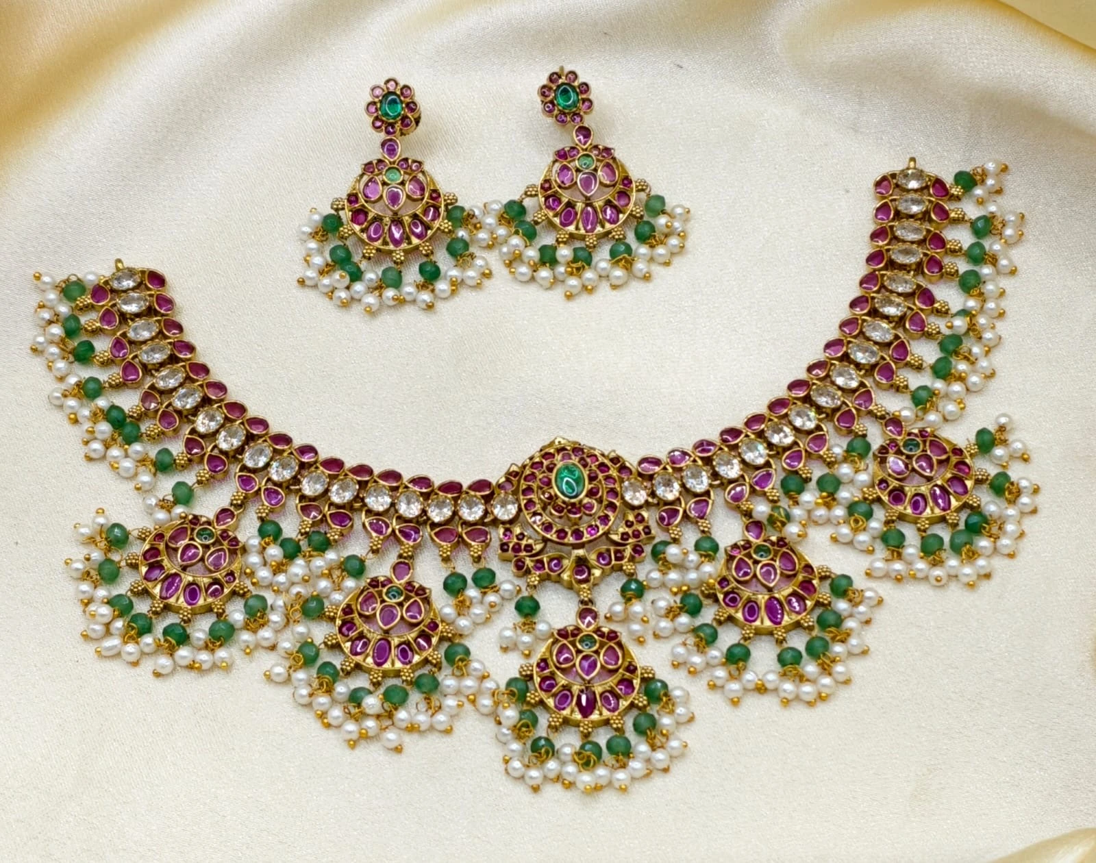 Kempu stones heavy jewellery collection